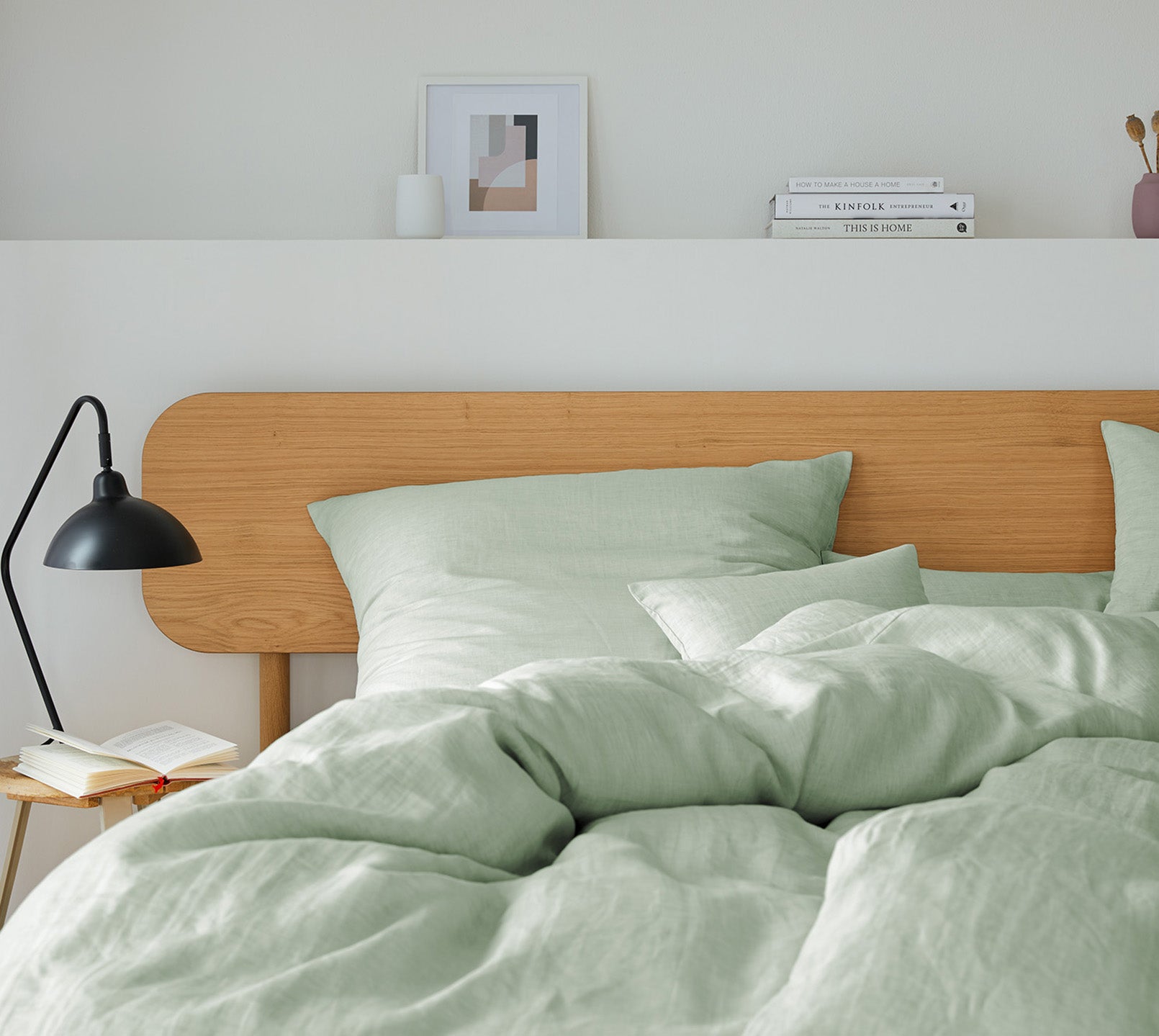 Halbleinen Bettwäsche Breezee in Pistazie Schlafzimmer #farbe_Breezee Pistazie
