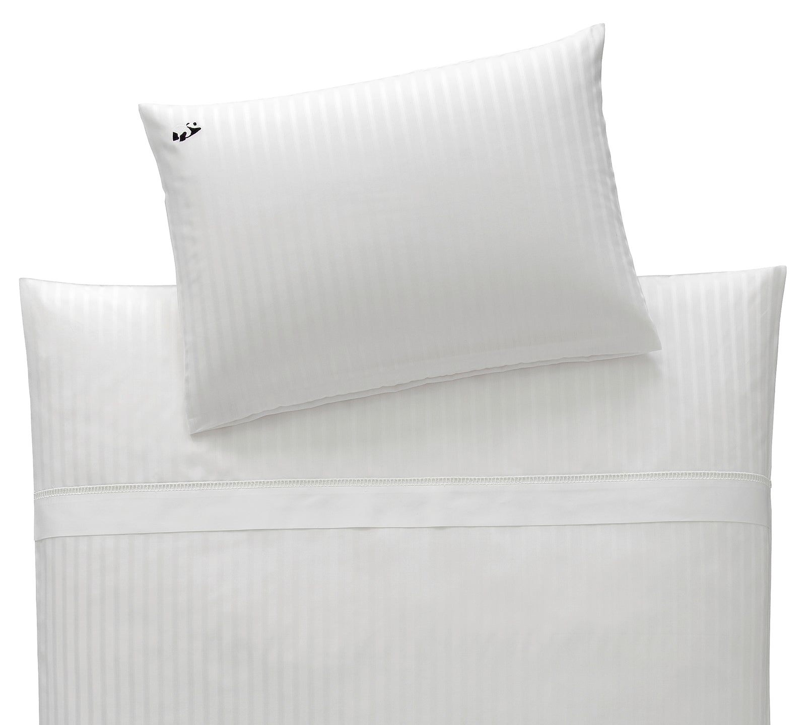 Kinderbettwäsche Jacquard White Stripe Weiß Uni Freisteller #farbe_White Stripe Weiß