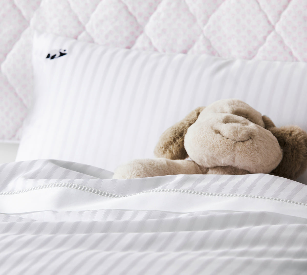 Kinderbettwäsche Jacquard Weiß Uni Schlafzimmer #farbe_White Stripe Weiß