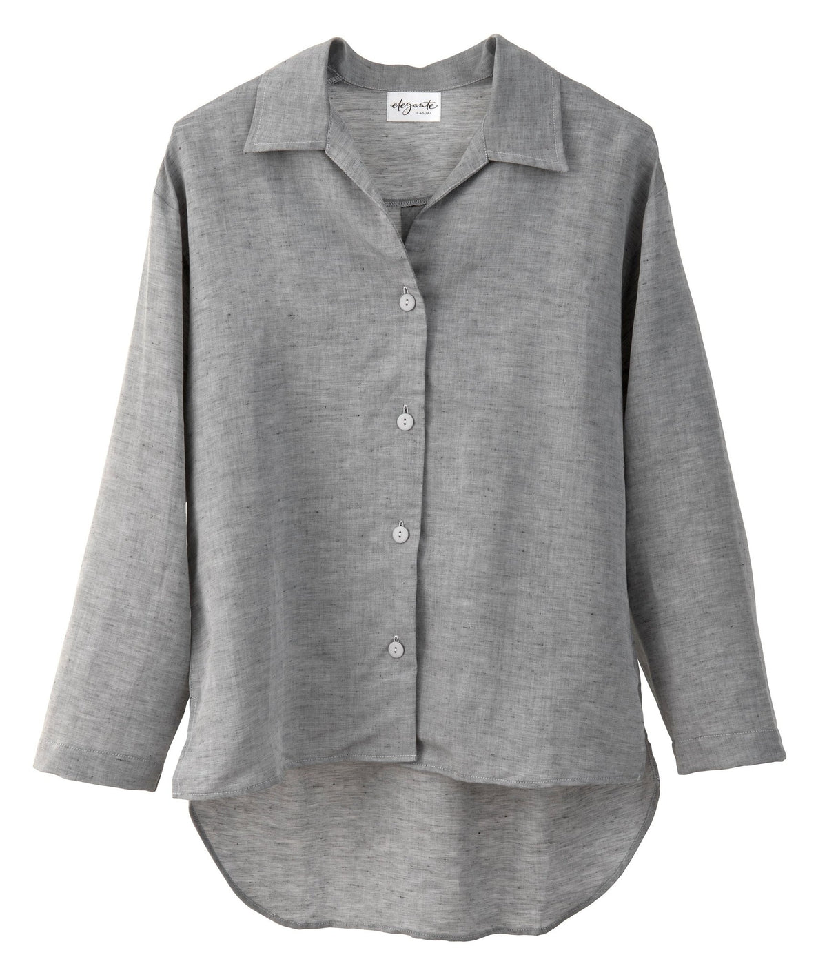 Halbleinen Homewear PJ Shirt in Dunkelgrau Model Freisteller #farbe_Dunkelgrau