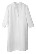 Halbleinen Homewear Tunika Nachthemd Dress in Weiß Freisteller #farbe_Weiß