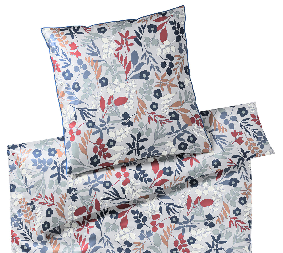 Satin Bettwäsche Selection in Blaubeer Blumen #farbe_Selection Blaubeer