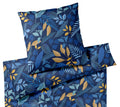 Seiden Satin Bettwäsche Phantasy in Blau Blätter Freisteller #farbe_Nachtblau Camel